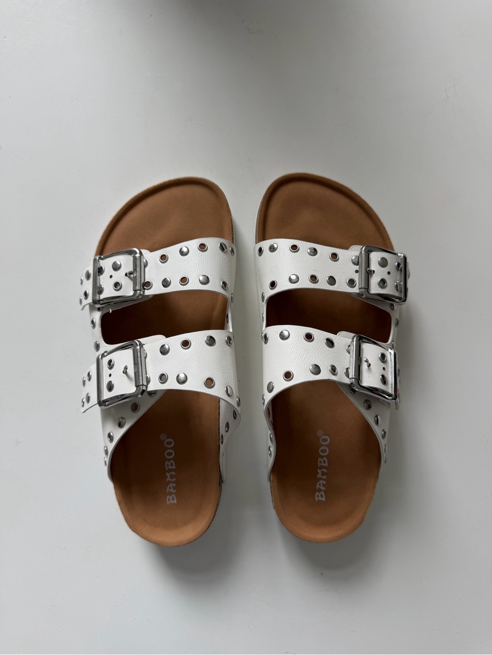 Bamboo Studded White Sandals Brand New w/o Box